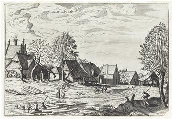 JACOB DE GHEYN II (after Bruegel) River Landscape with a Castle